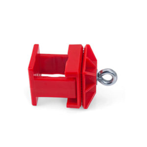 Rote Schilderhalterung auf weißem Hintergrund