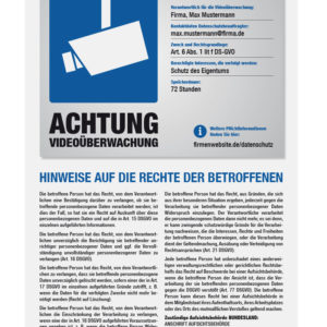 DSGVO Hinweisschild für Videoüberwachung auf Vereinsgelände