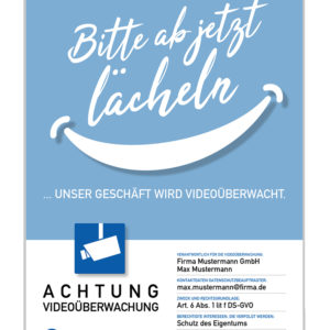 DSGVO Hinweisschild in blau Großansicht