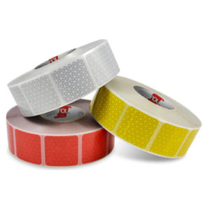 Konturmarkierung in gelb, rot und weiß